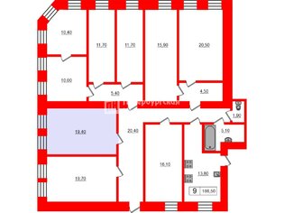 Комната 19.4 м² в 5-комн. кв. 4/5 этаж