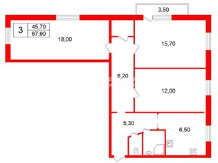 3-комн. кв. 67.9 м² 4/5 этаж