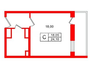 Студия 24.1 м² 1/25 этаж