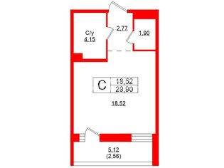 Студия 27.4 м² 10/12 этаж