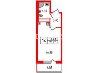 Студия 25.7 м² 4/5 этаж