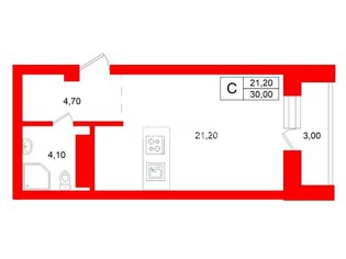  Студия 30 кв.м. у метро Юго-западная (2015)
