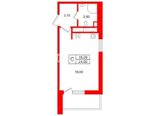 Студия 24 м² 3/11 этаж
