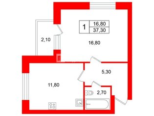  Квартира 37.3 кв.м. у метро Ладожская