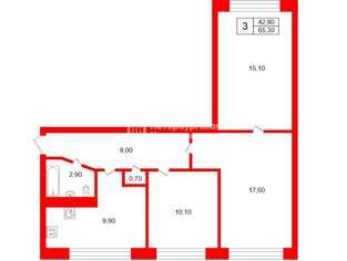 3-комн. кв. 65.3 м² 3/9 этаж