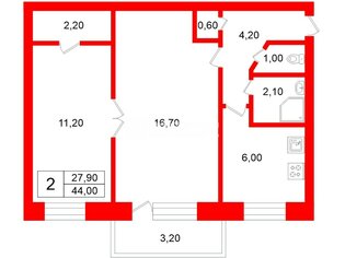  Квартира 44 кв.м. у метро Московская