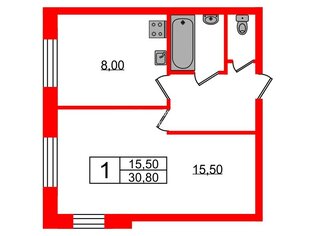 1-комн. кв. 30.8 м² 6/9 этаж