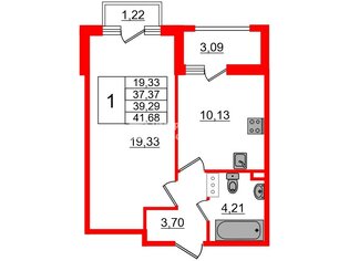 1-комн. кв. 41.7 м² 7/14 этаж