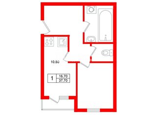 1-комн. кв. 37.7 м² 3/5 этаж