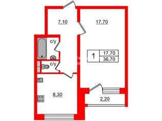 1-комн. кв. 36.7 м² 7/10 этаж