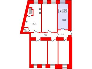 Комната 15.2 м² в 5-комн. кв. 5/5 этаж