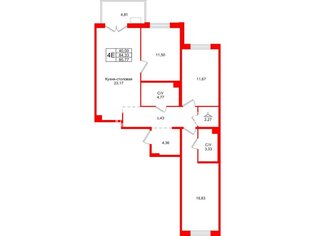 3-комн. кв. 85.77 м² 11/11 этаж