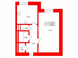 1-комн. кв. 35.6 м² 1/5 этаж