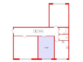 Комната 13.4 м² в 3-комн. кв. 4/7 этаж