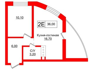 1-комн. кв. 36 м² 2/23 этаж