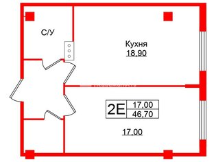 1-комн. кв. 46.7 м² 15/18 этаж