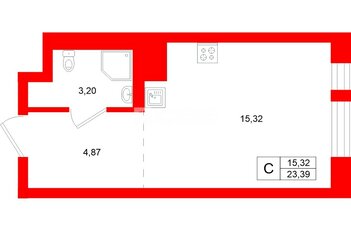 Студия 23.39 м² 4/11 этаж