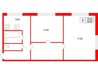 2-комн. кв. 48.8 м² 5/5 этаж