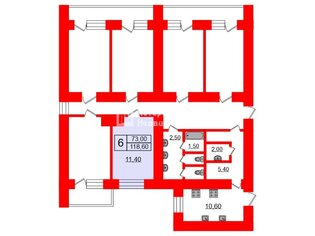 Комната 11.4 м² в 6-комн. кв. 2/15 этаж