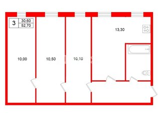 3-комн. кв. 52.7 м² 2/4 этаж
