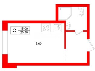 Студия 20.3 м² 3/3 этаж