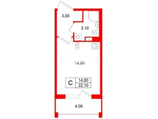 Студия 20.1 м² 4/4 этаж