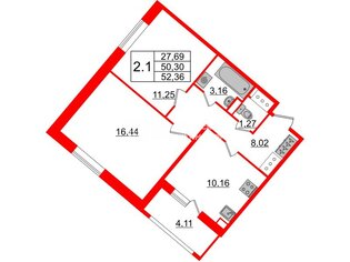 2-комн. кв. 50.3 м² 5/20 этаж