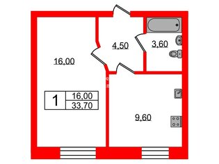 1-комн. кв. 33.7 м² 5/6 этаж