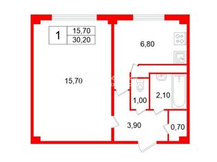 1-комн. кв. 30.2 м² 2/5 этаж