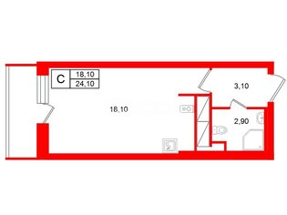Студия 24.1 м² 12/17 этаж