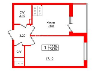 1-комн. кв. 34.1 м² 14/21 этаж