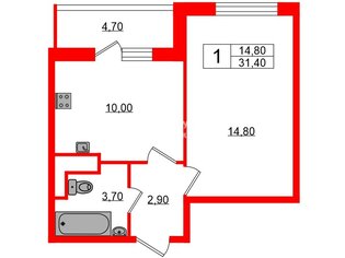 1-комн. кв. 31.4 м² 9/25 этаж