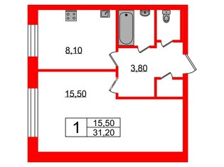 1-комн. кв. 31.2 м² 8/9 этаж