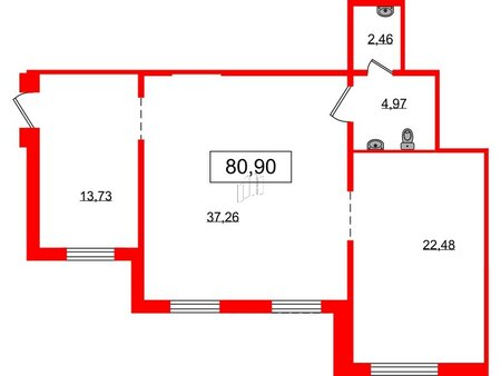 Помещение в ЖК Юттери, 81.3 м², 1 этаж