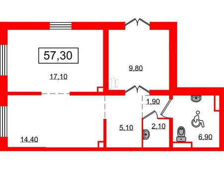 Помещение в ЖК Заповедный парк, 57.7 м², 1 этаж