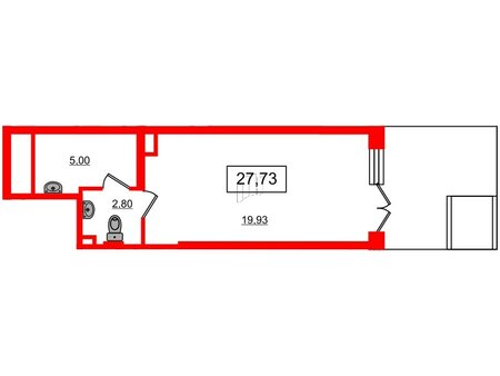 Помещение в ЖК Чистое небо, 27.73 м², 1 этаж