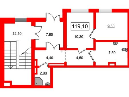 Помещение в ЖК Ручьи, 119.1 м², 1 этаж