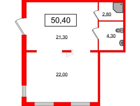Помещение в ЖК Braun Hause, 50.4 м², 1 этаж Помещение в ЖК Braun Hause, 50.4 м², 1 этаж