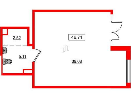 Помещение в ЖК ЦДС Новосаратовка «Город первых», 46.71 м², 1 этаж