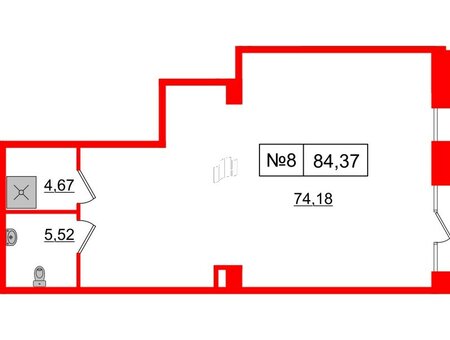 Помещение в ЖК Империал Клаб, 84.37 м², 1 этаж