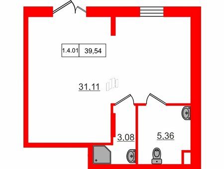 Помещение в ЖК Аннино сити, 39.54 м², 1 этаж