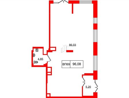 Помещение в ЖК Наука, 96.08 м², 1 этаж
