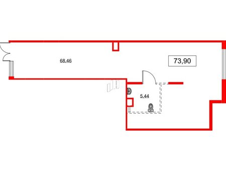 Помещение в ЖК Аквилон All in 3.0, 73.9 м², 1 этаж