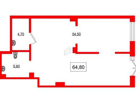 Помещение в ЖК «Парусная 1», 64.8 м², 1 этаж