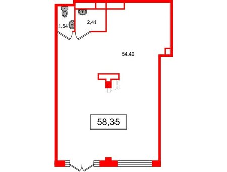 Помещение в ЖК Дубровский, 58.35 м², 1 этаж