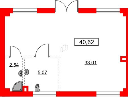 Помещение в ЖК GloraX Новоселье, 40.62 м², 1 этаж