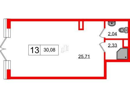 Помещение в ЖК Univer City, 31 м², 1 этаж