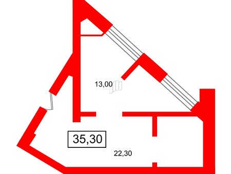 Помещение в ЖК «Вертикаль на Лесной», 35.3 м², 2 этаж
