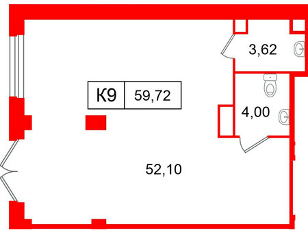 Помещение в ЖК Дом на Курской, 59.72 м², 1 этаж