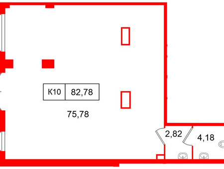 Помещение в ЖК Дом на Курской, 82.78 м², 1 этаж